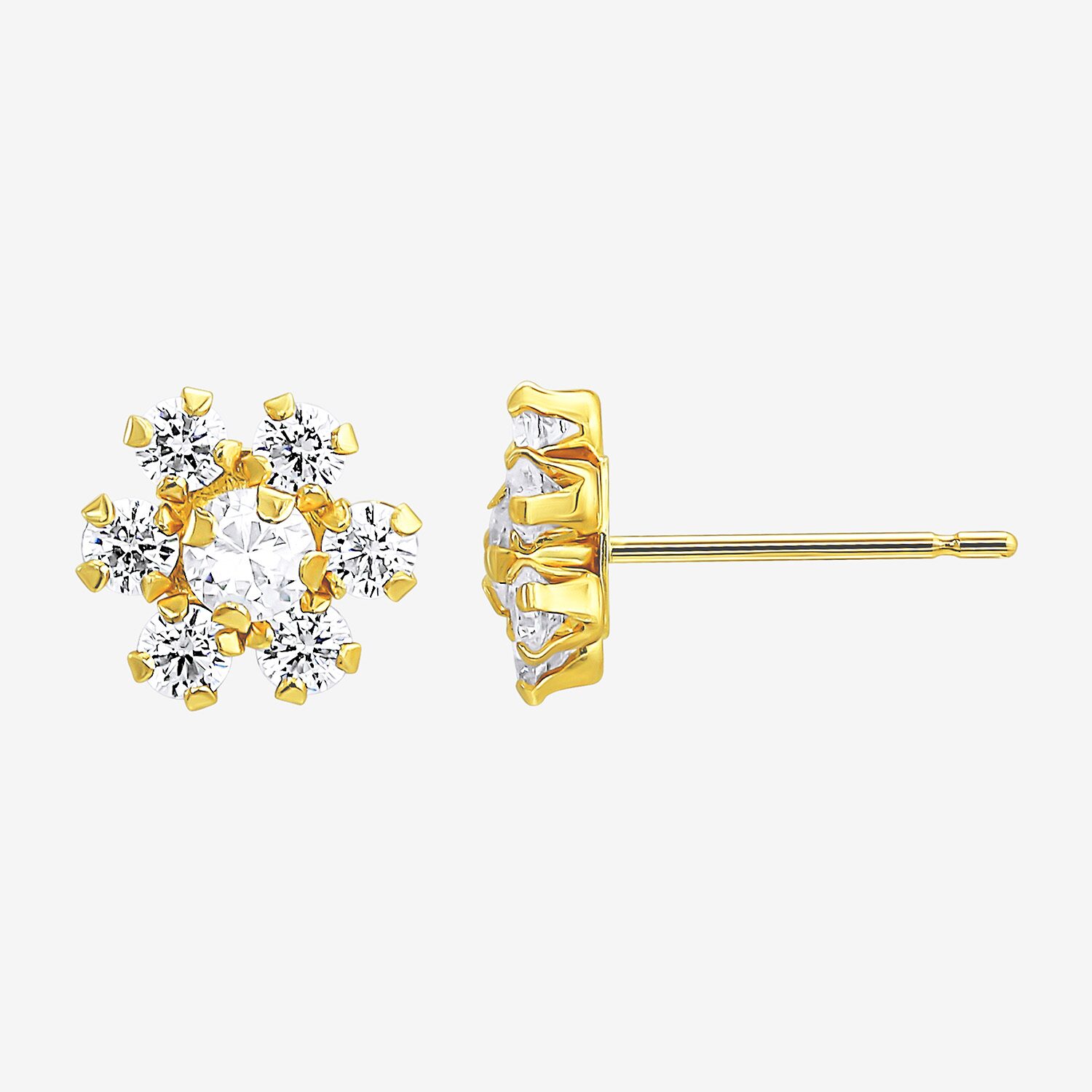 Womens Cubic Zirconia 10K Gold Pair Earring Set