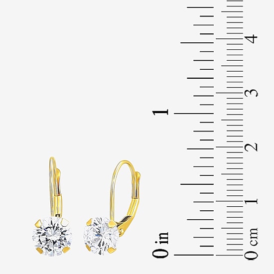 Womens Cubic Zirconia 10K Gold 3 Pair Earring Set