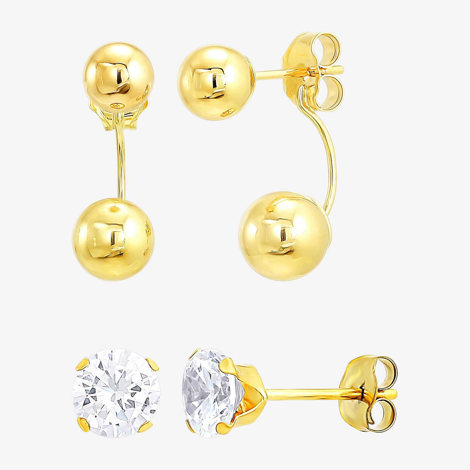 Womens Cubic Zirconia 10K Gold Pair Earring Set