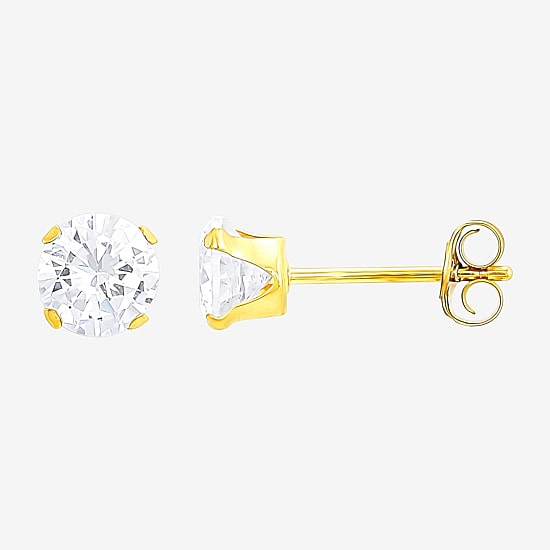Womens White Cubic Zirconia 10K Gold 2 Pair Earring Set