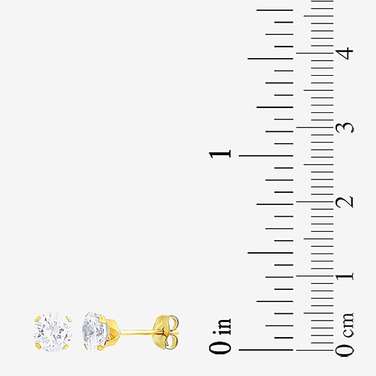 Womens White Cubic Zirconia 10K Gold 2 Pair Earring Set