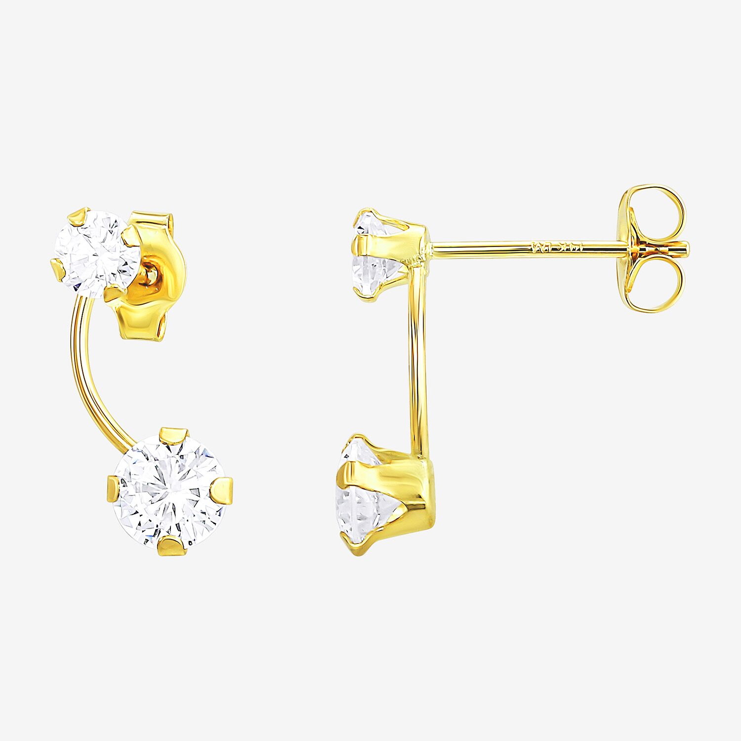 Womens White Cubic Zirconia 10K Gold 2 Pair Earring Set