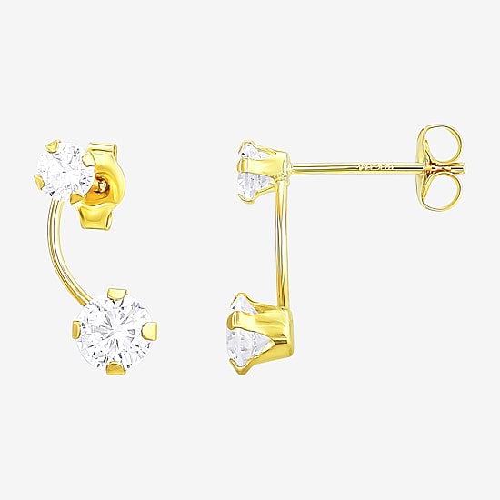 Womens White Cubic Zirconia 10K Gold 2 Pair Earring Set