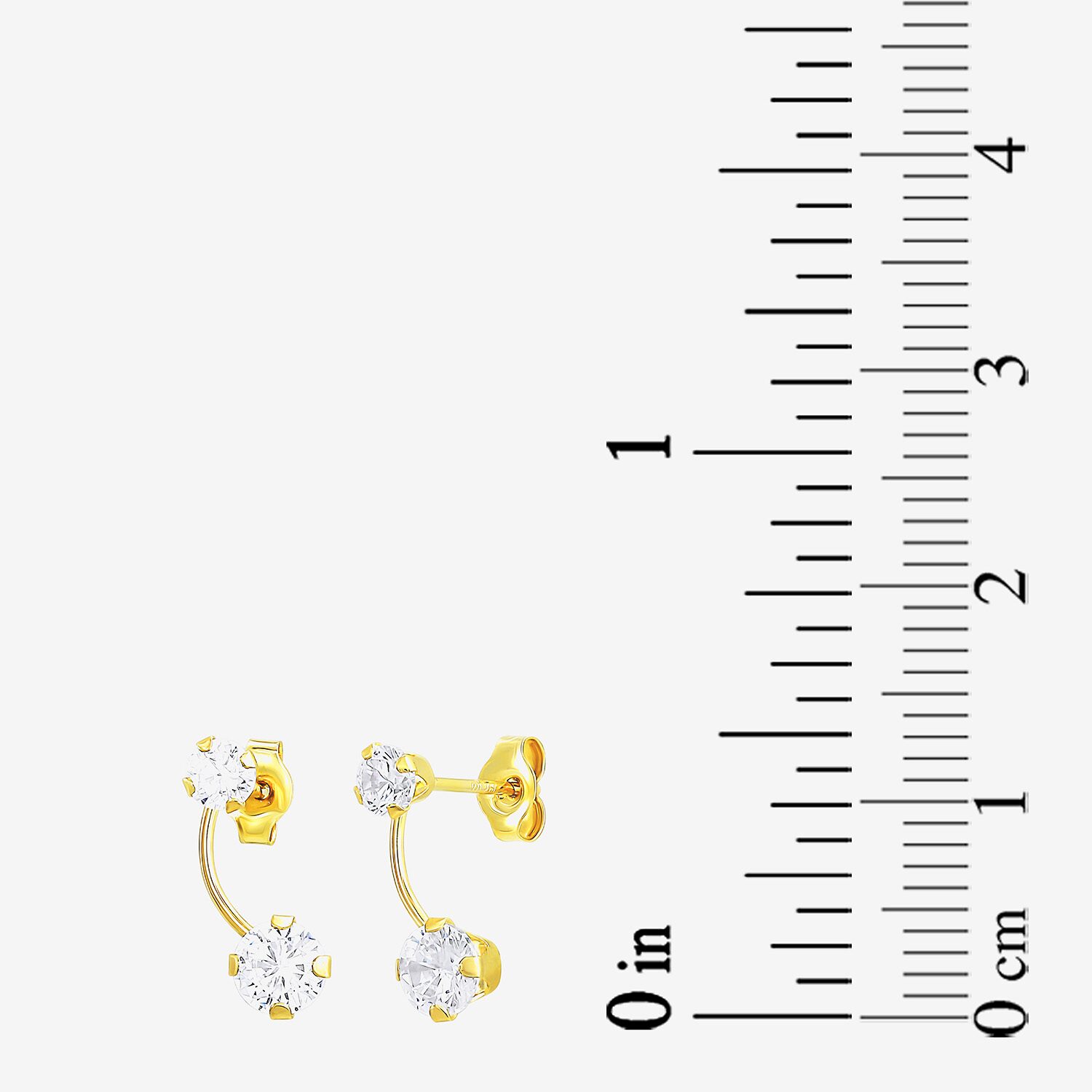 Womens White Cubic Zirconia 10K Gold 2 Pair Earring Set