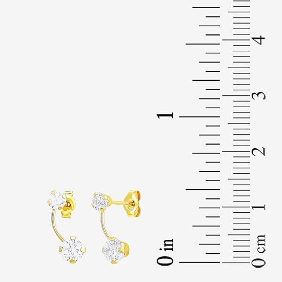 Womens White Cubic Zirconia 10K Gold 2 Pair Earring Set