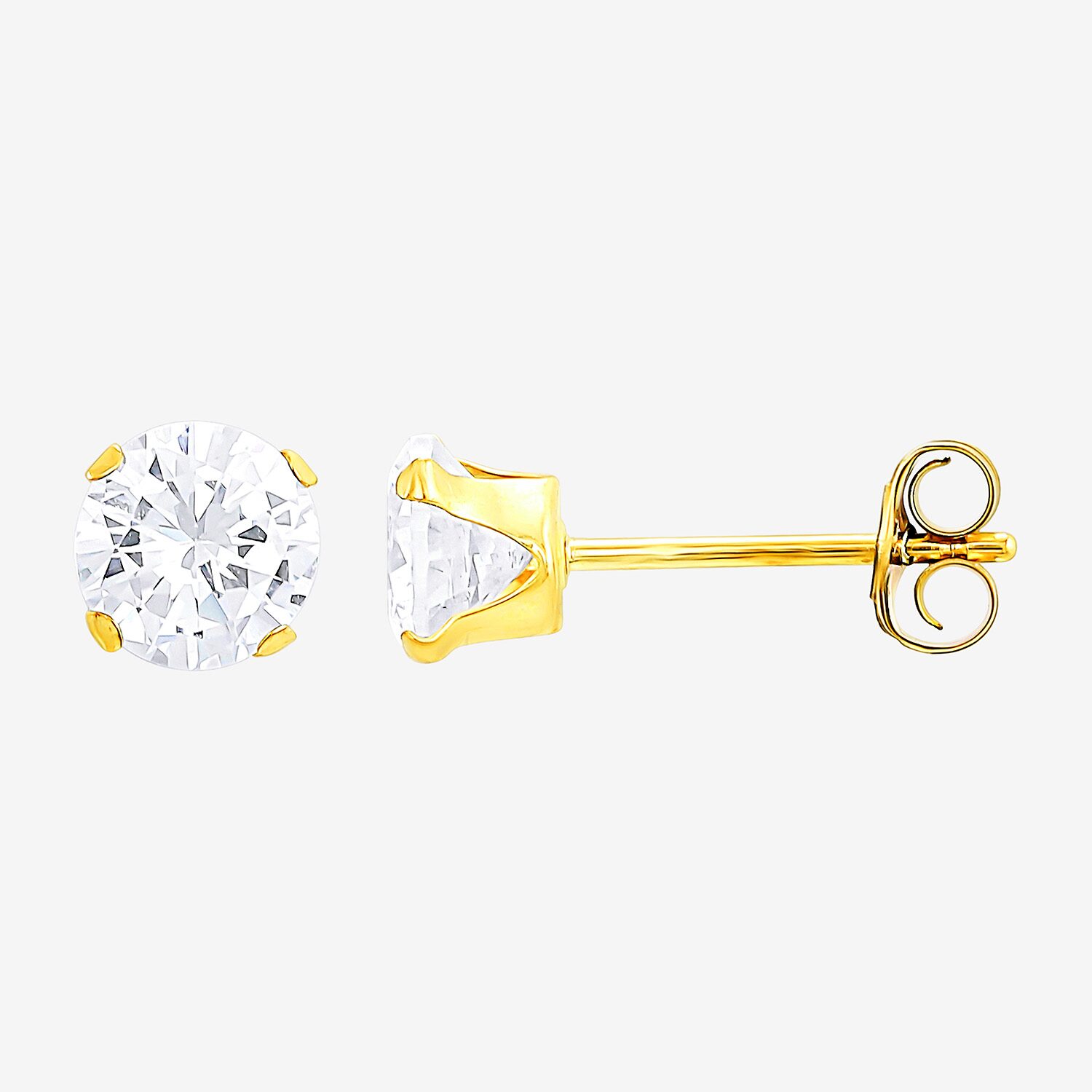 Religious Jewelry Cross Womens White Cubic Zirconia 10K Gold 2 Pair Earring Set