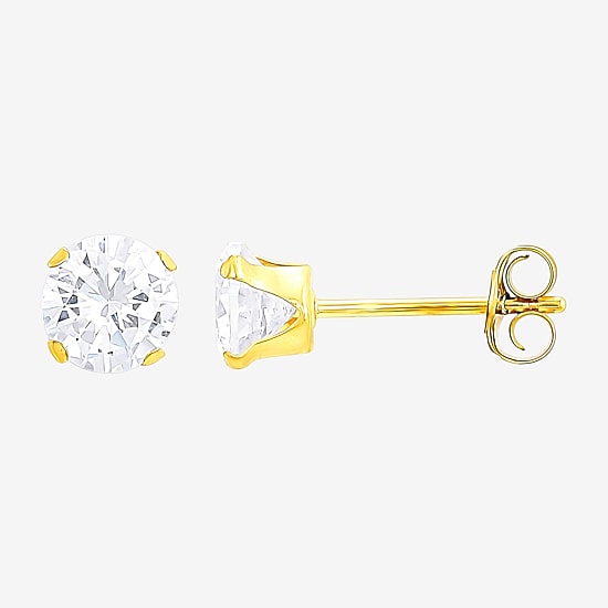 Religious Jewelry Cross Womens White Cubic Zirconia 10K Gold 2 Pair Earring Set
