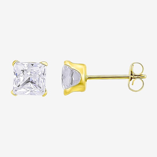 Womens White Cubic Zirconia 10K Gold 3 Pair Earring Set
