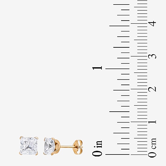 Womens White Cubic Zirconia 10K Gold 3 Pair Earring Set