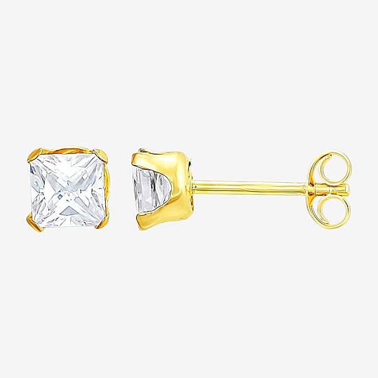 Womens White Cubic Zirconia 10K Gold 2 Pair Earring Set