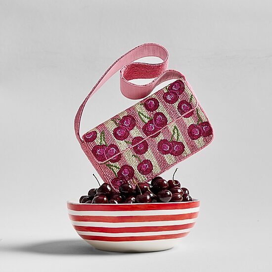 SOL and MER Beaded Cherry Shoulder Bag