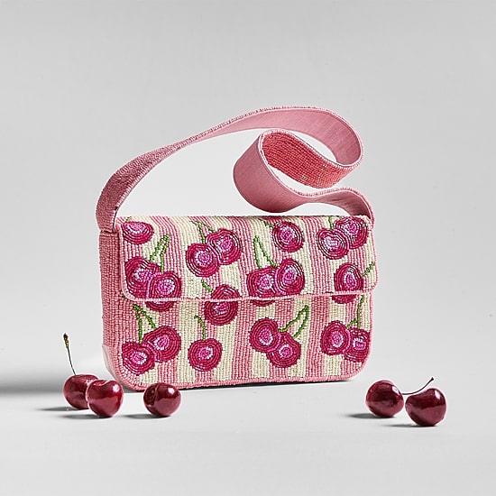 SOL and MER Beaded Cherry Shoulder Bag