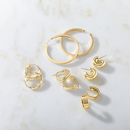 Gold Addiction Womens 10K Gold 16mm Hoop Earrings