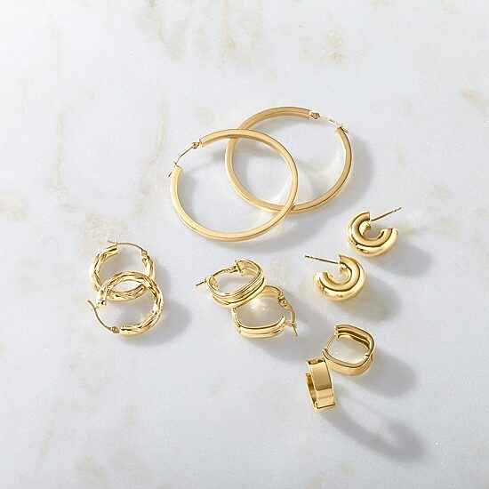Womens 14K Gold 20mm Round Hoop Earrings