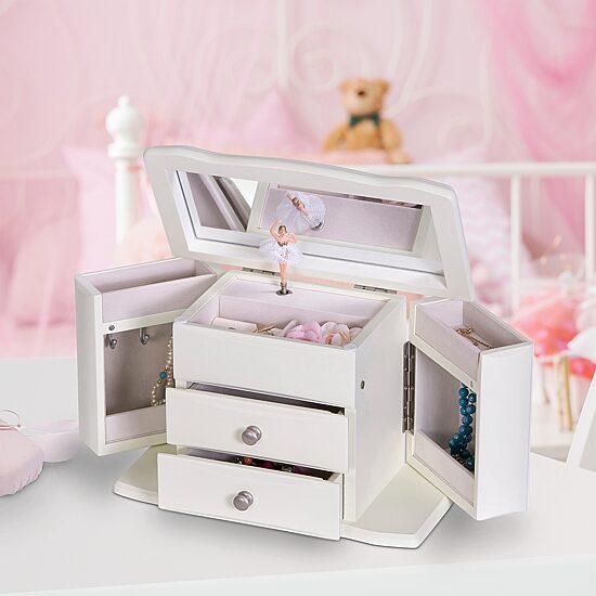 Mele and Co  Angelica Musical Ballerina White Jewelry Box