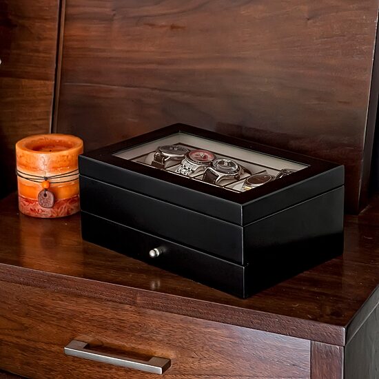 Mele and Co Grant Mens Java-Finish Watch Box