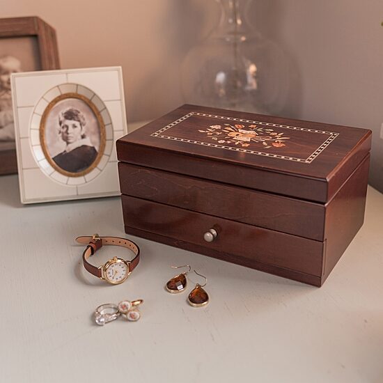 Mele and Co Brynn Walnut-Finish Jewelry Box