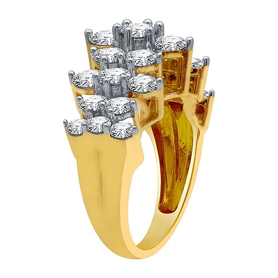 Womens 3 CT. T.W. Natural White Diamond 10K Gold Cluster Band