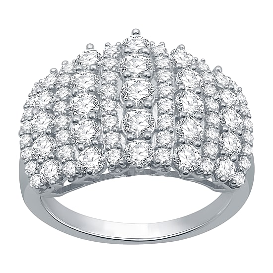 Womens 2 CT. T.W. Natural White Diamond 10K Gold Cluster Band