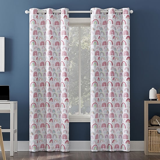 Sun Zero Rainbows Grommet Top Energy Saving 100% Blackout Single Curtain Panel
