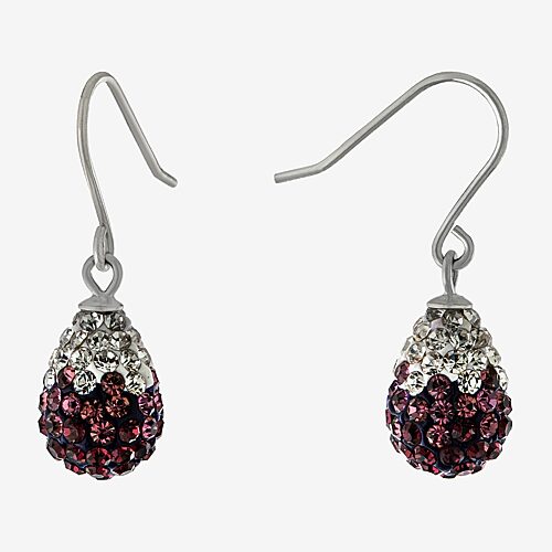 Silver Treasures Womens Purple Crystal Sterling Silver Drop Earrings, One Size, Purple