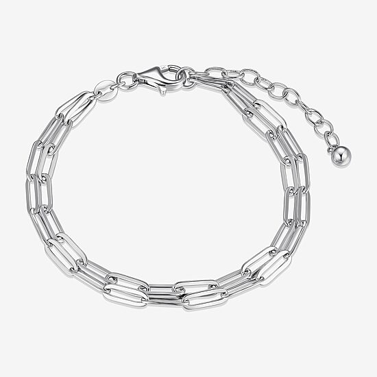 Womens Sterling Silver Solid 6 3/4 Inch Link Bracelet