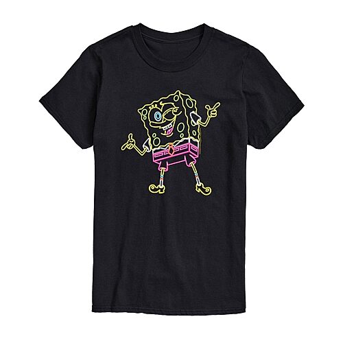 Mens Crew Neck Short Sleeve Classic Fit Spongebob Graphic T-Shirt, X-large, Black