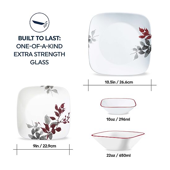 Corelle Kyoto Leaves 16-pc. Glass Dinnerware Set
