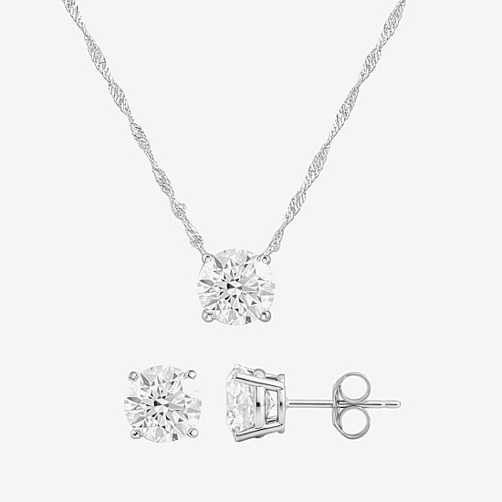 (G/Si1) Womens 3 CT. T.W. Lab Grown White Diamond 10K Gold Round 2-pc. Jewelry Set