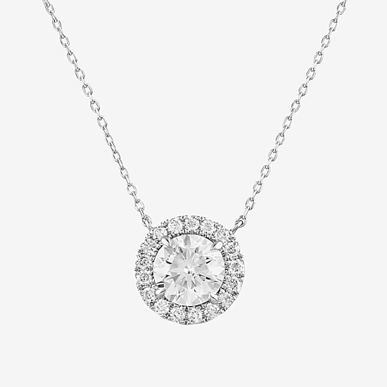 (G/Si2) Womens 1 3/4 CT. T.W. Lab Grown White Diamond 10K Gold Round 18 Inch Pendant Necklace