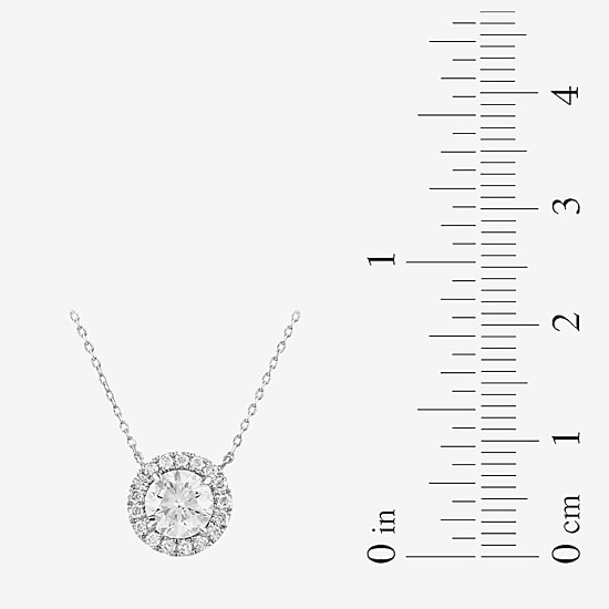 (G/Si2) Womens 1 3/4 CT. T.W. Lab Grown White Diamond 10K Gold Round 18 Inch Pendant Necklace