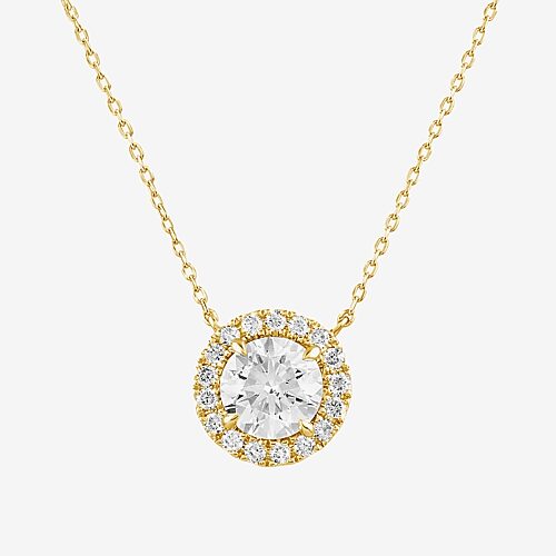 (G/Si2) Womens 1 3/4 CT. T.W. Lab Grown White Diamond 10K Gold Round 18 Inch Pendant Necklace, One Size, Yellow