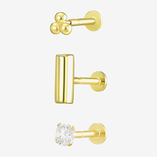 Gold Addiction Womens Cubic Zirconia 10K Gold 3-pc. Earring Set