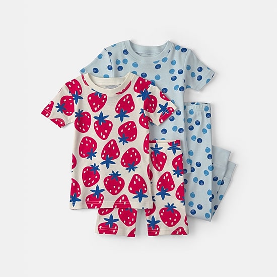 Carter's Toddler Girls Rib Crew Neck Short Sleeve 4-pc. Pajama Set