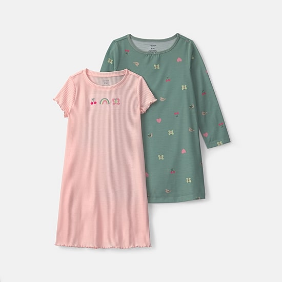 Carter's Little & Big Kid Girls Crew Neck Short Sleeve 2-pc. Nightgown