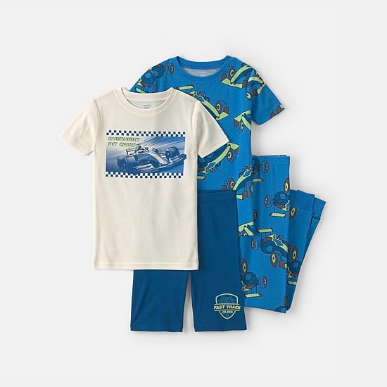 Carter's Little & Big Kid Boys Rib Crew Neck Short Sleeve 4-pc. Pajama Set