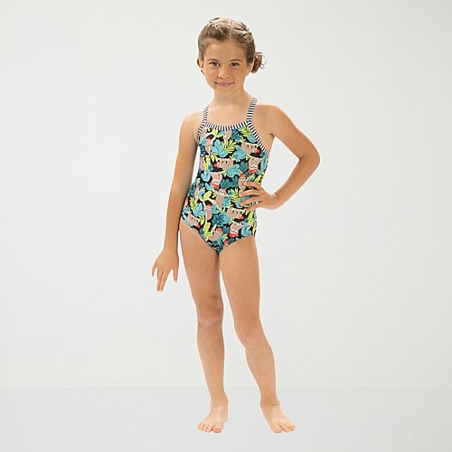 Dolfin Print Toddler & Little Girls Easy-on + Easy-off Sleeveless One Piece Swimsuit, 6, Green