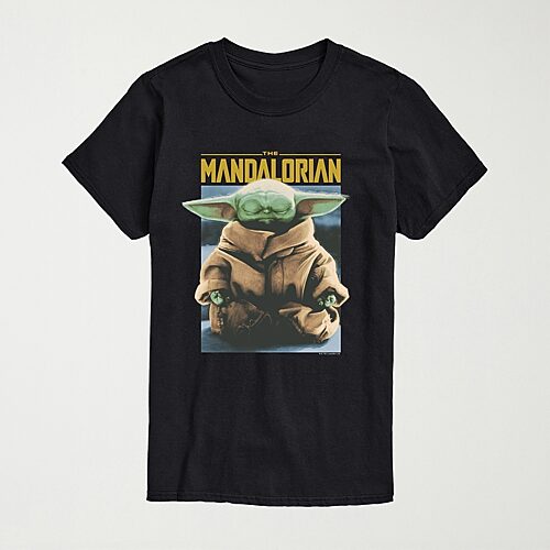 Novelty Mens Crew Neck Short Sleeve Regular Fit Baby Yoda Star Wars Big And Tall Graphic T-shirt In Black