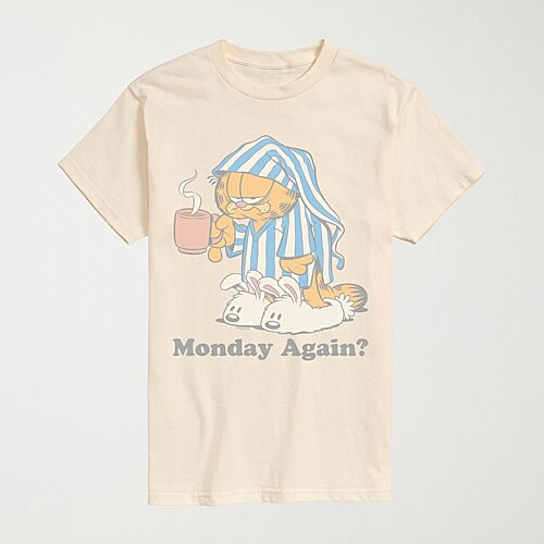 Novelty Mens Crew Neck Short Sleeve Regular Fit Garfield Big And Tall Graphic T-shirt In Sand