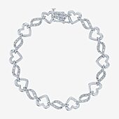 G-H / Si2-I1 Womens Sterling Silver 7.5 Inch Heart Chain Bracelet
