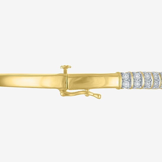 (G-H / Si2-I1) Womens 1/10 CT. T.W. Lab Grown White Diamond 14K Gold Over Brass Bangle Bracelet
