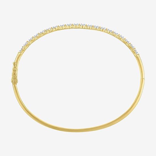 (G-H / Si2-I1) Womens 1/10 CT. T.W. Lab Grown White Diamond 14K Gold Over Brass Bangle Bracelet