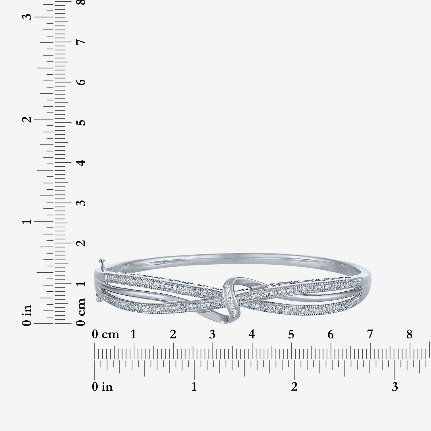 (I-J / I3) Womens 1/10 CT. T.W. Natural White Diamond Pure Silver Over Brass Bangle Bracelet