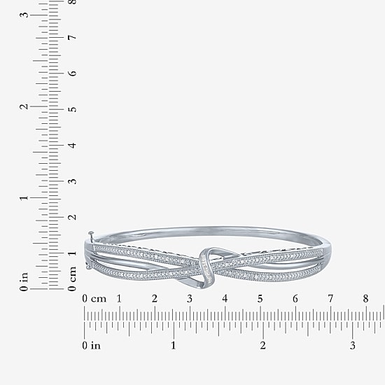 (I-J / I3) Womens 1/10 CT. T.W. Natural White Diamond Pure Silver Over Brass Bangle Bracelet