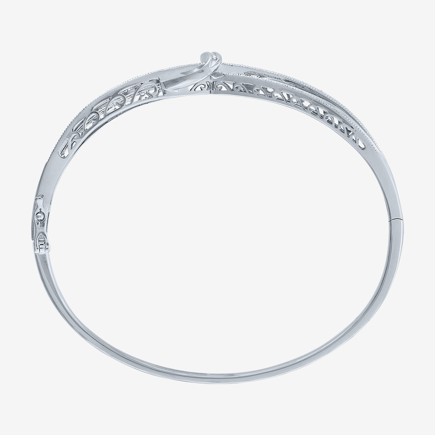 (I-J / I3) Womens 1/10 CT. T.W. Natural White Diamond Pure Silver Over Brass Bangle Bracelet