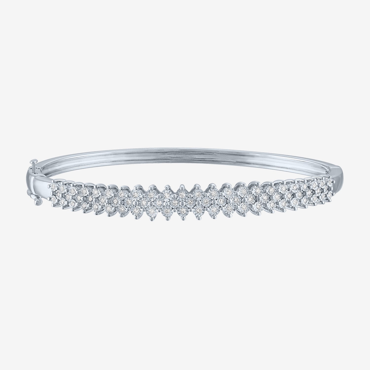 (G-H / I1-I2) Womens 1/2 CT. T.W. Lab Grown White Diamond Pure Silver Over Brass Bangle Bracelet