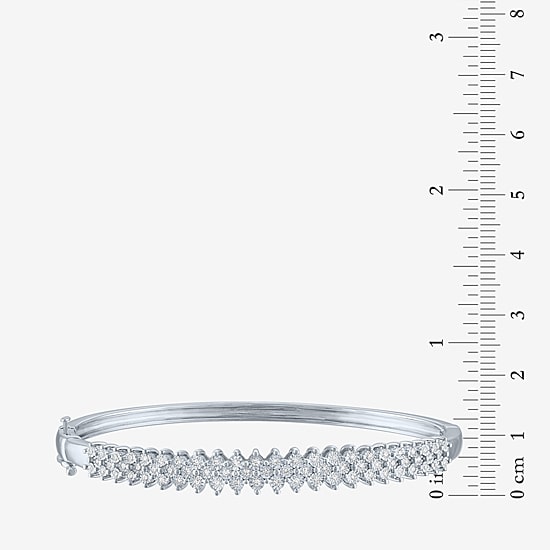 (G-H / I1-I2) Womens 1/2 CT. T.W. Lab Grown White Diamond Pure Silver Over Brass Bangle Bracelet