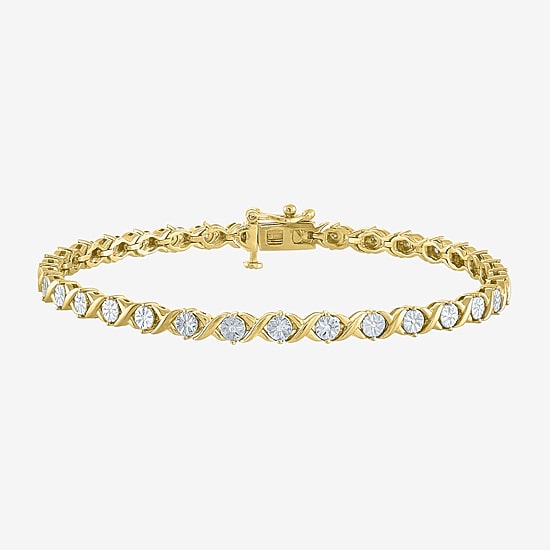 (G-H / I1-I2) Womens 1/10 CT. T.W. Lab Grown White Diamond 14K Gold Over Brass 7.25 Inch Tennis Bracelet