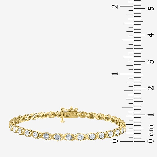 (G-H / I1-I2) Womens 1/10 CT. T.W. Lab Grown White Diamond 14K Gold Over Brass 7.25 Inch Tennis Bracelet