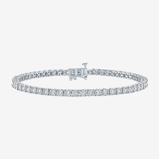 (G-H / Si2-I1) Womens 1 CT. T.W. Lab Grown White Diamond Pure Silver Over Brass 7.25 Inch Tennis Bracelet